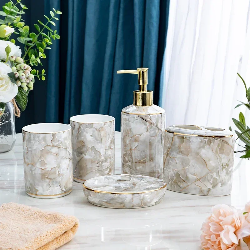 Marble Bathroom Decor Toothbrush Holder Bathroom Set Mosaic Toilet Accessories Bathroom Decoration Accessories