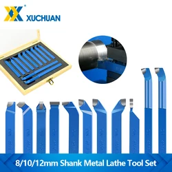 Metal Lathe Tool Set 8/10/12mm Shank Turning Boring Bit 11pcs Carbide Tip Cutting Mini Lathe Tool Set Metal Working Lathe Thread