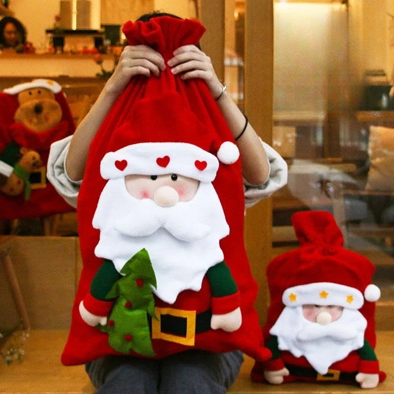Christmas Gift Bag Gift Large Cloth Christmas Santa Claus Back Cloth Decorative Supplies Socks