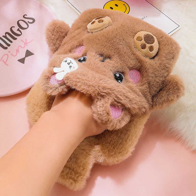 350ML Kawaii Water Bottle Plush Cartoon Dinosaur Rabbit Animal Pattern Thick Hand Warmer Hot Water Bag Hand Feet bouillotte