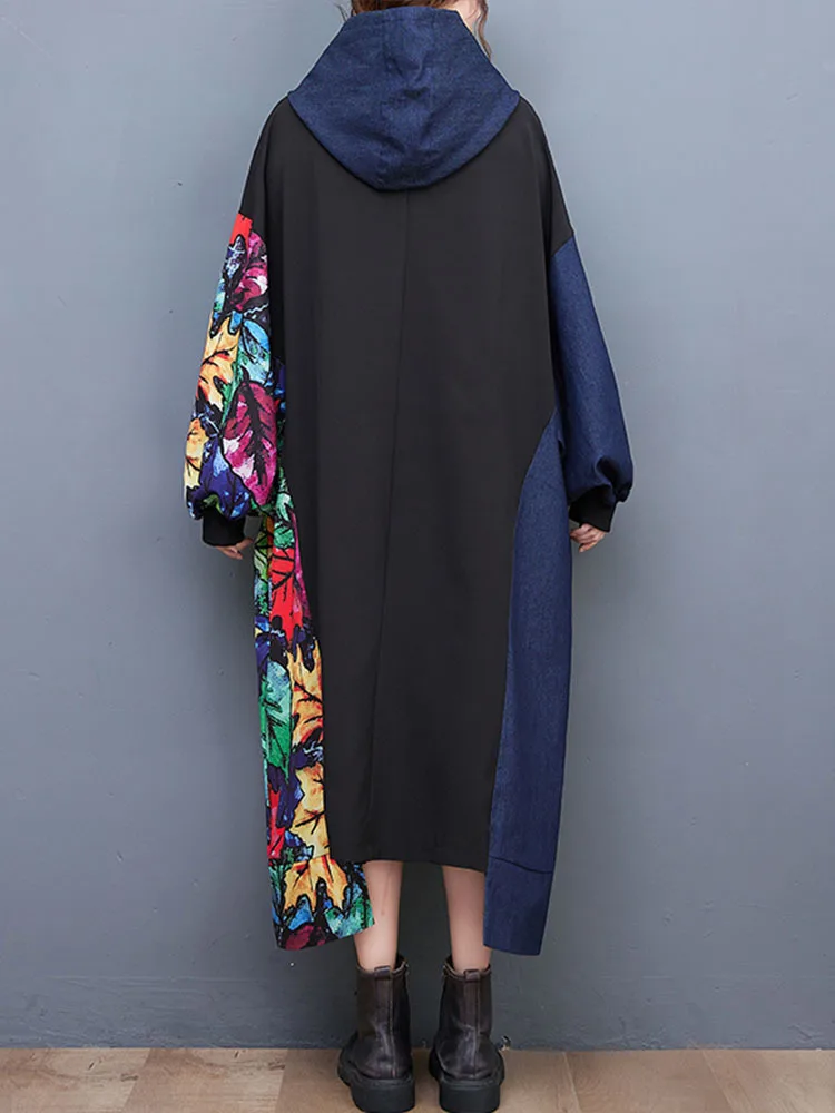 Max LuLu 2022 di Modo di Autunno Abiti Delle Donne Allentato Stampato Denim di Cotone Con Cappuccio Abiti da Donna Casual di Lusso Vintage Punk