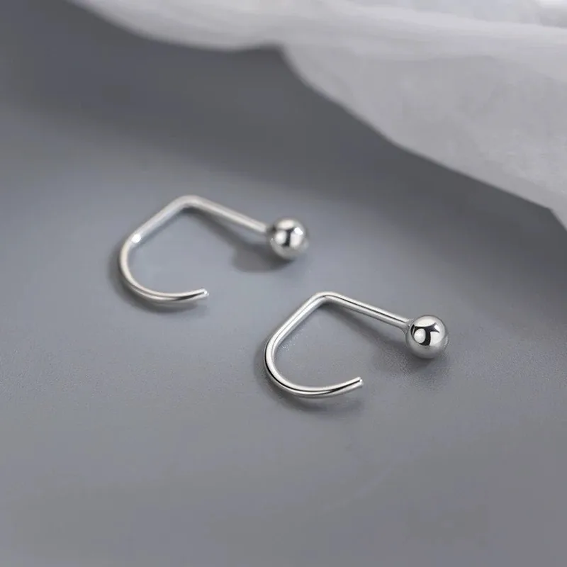 New Arrival Round Square Pattern Piercing Earrings For Men Jewelry Trendy Silver Needle Earrings Women Ear Hole Accessories