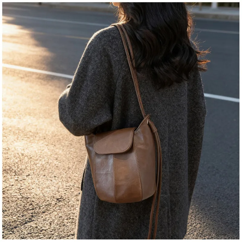 

Женская сумка из искусственной кожи, новинка 2025 года, зимняя сумка-ведро, женская сумка через плечо, сумка через плечо