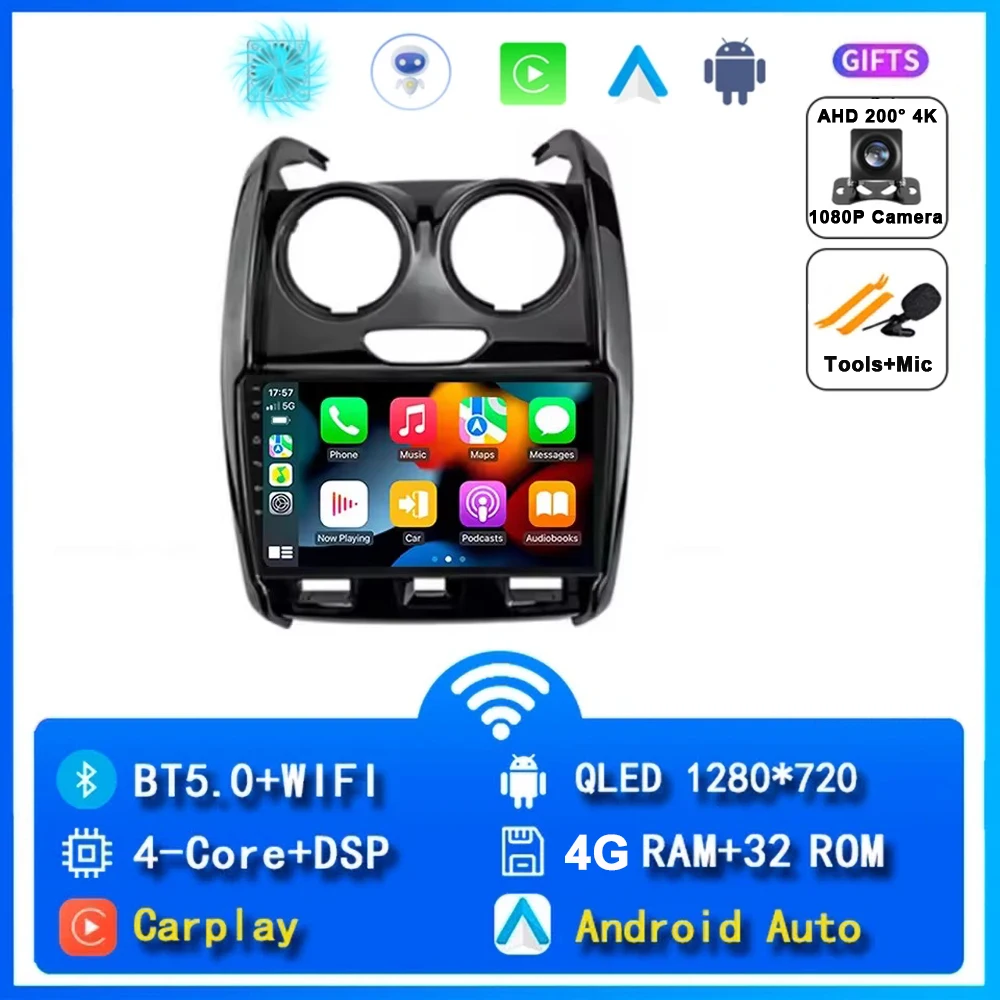 Android 15 Carplay Autoradio Voor Renault Duster 2014 2015 2016 2017-2020 Navigatie GPS Multimedia Speler Stereo WiFi + 4G DSP BT
