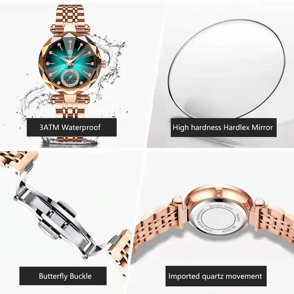 POEDAGAR элегантные роскошные женские кварцевые часы водонепроницаемые часы из нержавеющей стали для женщин повседневные модные женские наручные часы reloj
