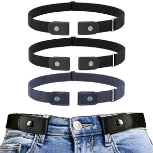 4/2pc Elastic Canvas Belts Invisible Jeans Waist Constrictor Pants No-Hole Stretchy Waist Adjustment Accessories for Dresses
