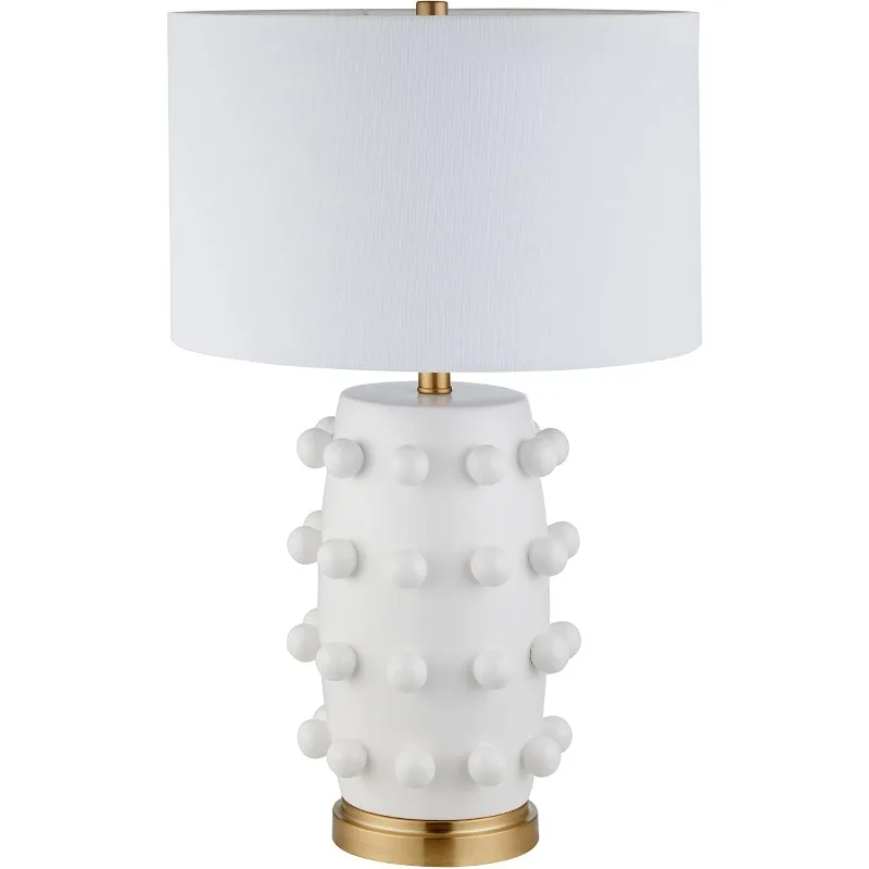 

26" Tall Ceramic Table Lamp with Fabric Shade in Flat White, for Home, Living Room, Bedroom, Entertainment Room, Offic