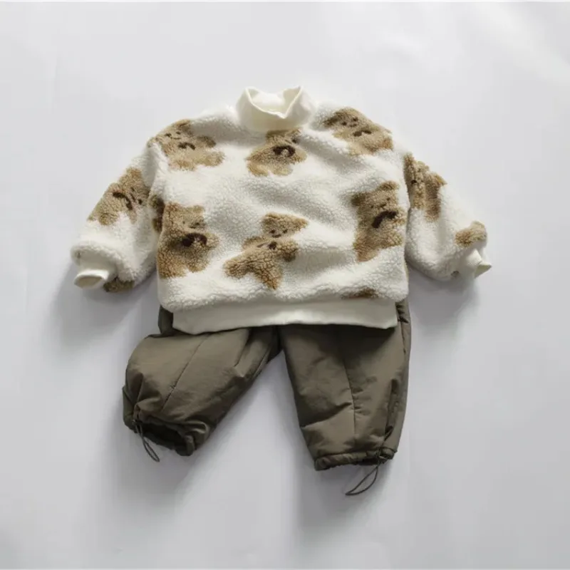 Novo inverno crianças engrossar calças de esqui quentes cor sólida crianças casuais calças de escalada ao ar livre