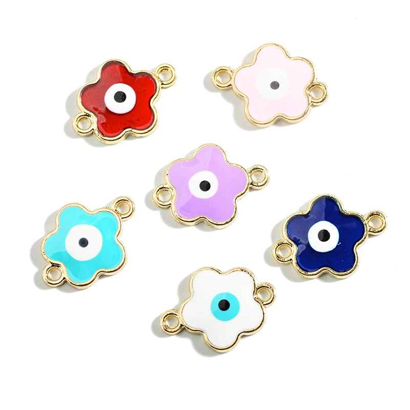 19*14MM Demon Eyes Jewelry Connector Colorful Turkish Blue Eyes Pendant Charm for Couple Bracelet Handmade Accessories Gift