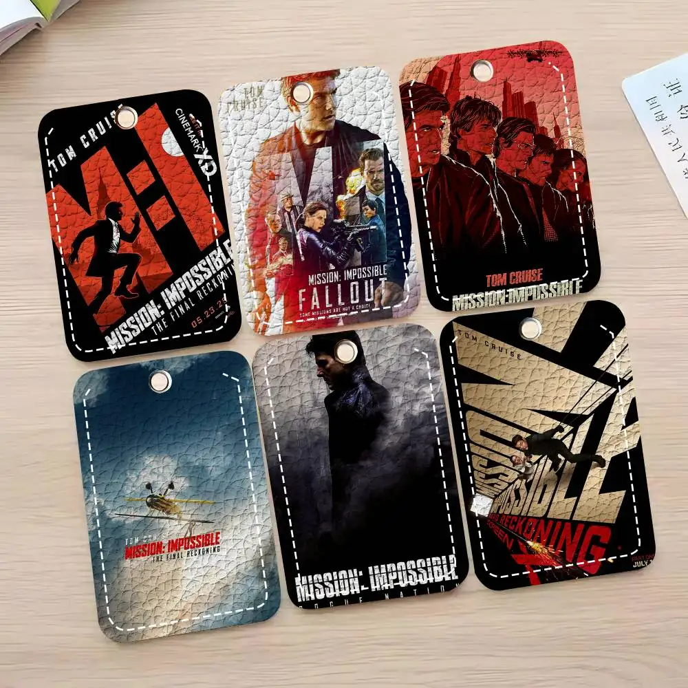 Mission Impossible Movie Card Case Keychain Access Card Bag Key Tag Ring Leather Card Holder Key Ring Access