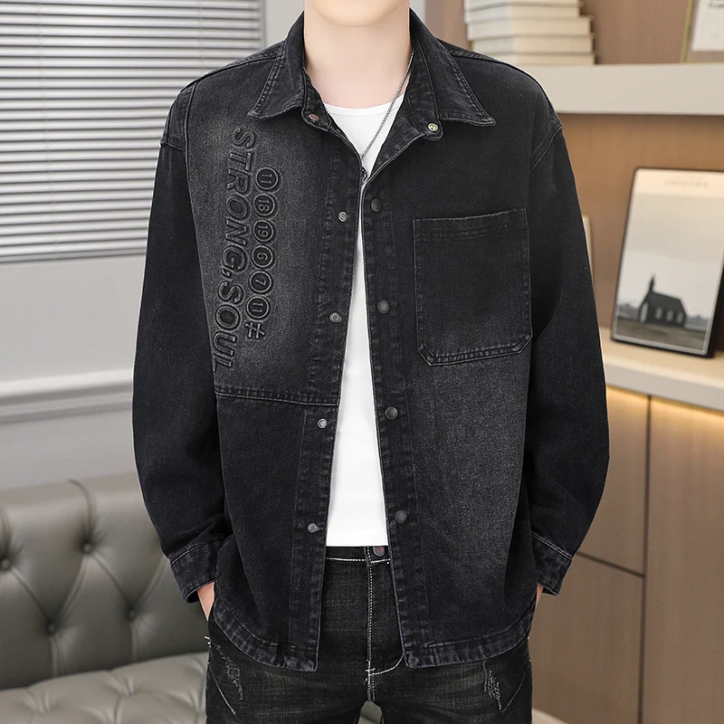 Casual Men's Washed Cotton Denim Shirts 2025 Spring Autumn Hip Hop Streetwear Slim Fit Jackets Cowboy Retro Jeans Youth Top Coat