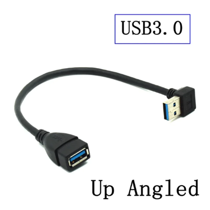 USB 3.0  Angle 90 Degree UP & Down Left & Right Extension  Male to Female Adapter Cord, Length: 15cm