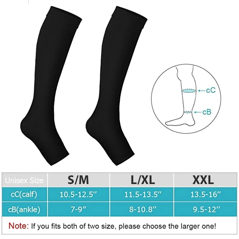 Knee High Stockings Medical Calf Compression Stockings Varicose Veins Shaping Graduated Pressure Stockings Elastic Sports socks