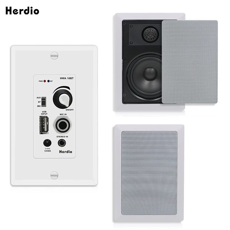 

Herdio 5.25'' Indoor Ceiling Speakers Background Music System +Home Hotel Architecture Villa Amplifier Panel Bluetooth Wall