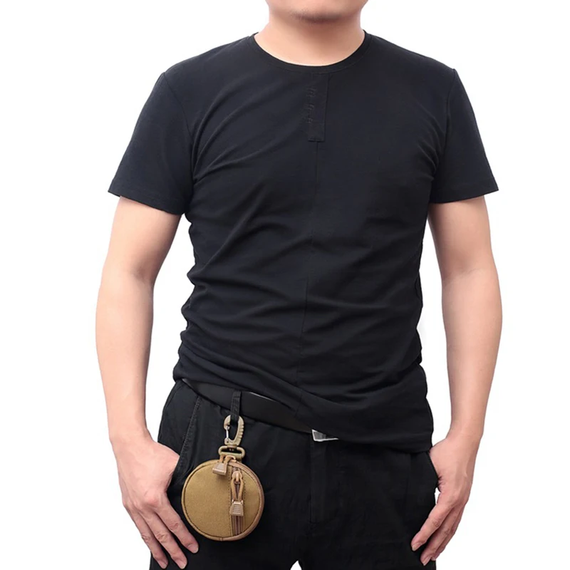 Military Key Pouch Tactical Molle Utility Functional Bag Round Waterproof Solid Color Coin Purse Camping Hiking Bag