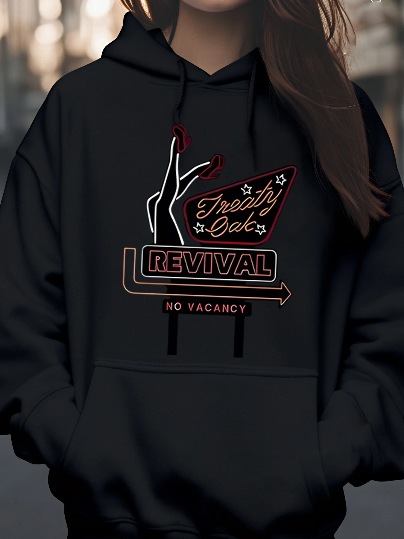 Неоновая вывеска Revival No Vacancy с принтом, толстовка на Хэллоуин, костюм, женская повседневная одежда