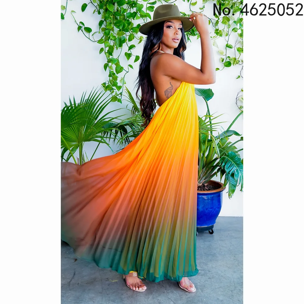 Halter plisowana letnia sukienka damska Femme sukienki plażowe Off The Shoulder Bohemia długa seksowna sukienka damska Vestidos