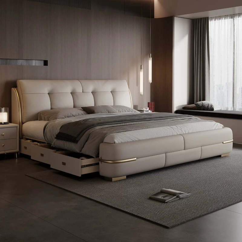 #for150x200cm 180x200cm 200x220cmModern light luxury leather master bedroom bed frame queenbedroom beds and bed frames furniture