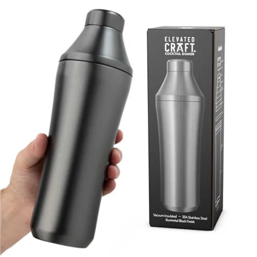 

Hybrid Cocktail Shaker - Premium Vacuum Insulated Stainless Steel Gunmetal Cocktail Shaker - Innovative Measuring System - Mart