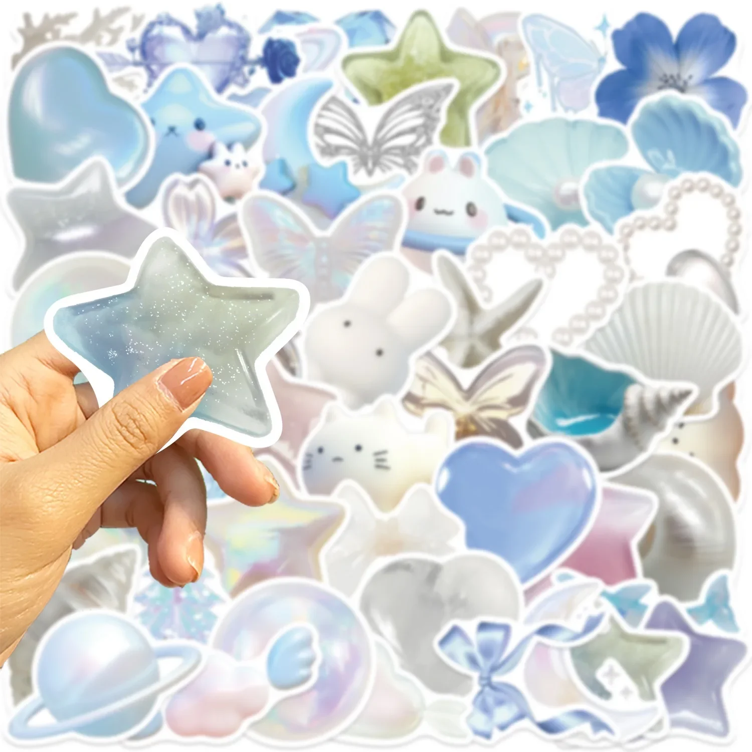 สติกเกอร์สีเงินเงาสไตล์ Ins 50 ชิ้น ลายกราฟฟิตี้สวยงาม สำหรับตกแต่ง DIY สเก็ตบอร์ด โทรศัพท์ ตู้เย็น จักรยาน สติกเกอร์น่ารัก ของเล่นเด็ก