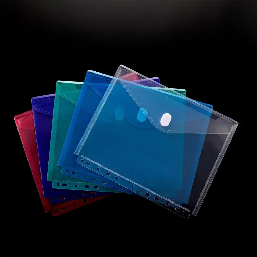 Transparent Plastic File Folders A4 Documents Sleeves Bag Protector Office Supplies Waterproof Bag Colorful 11holes Punched File