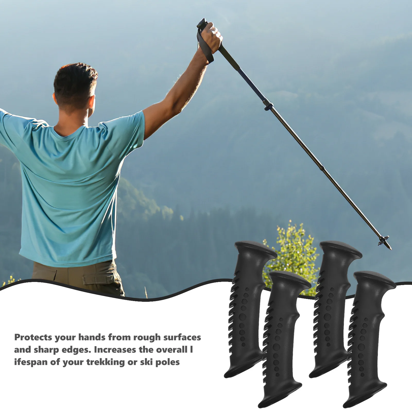 

4pcs Trekking Pole Handle Replacement Lightweight Durable Grip For Hiking Skiing Camping Outdoor Adventures Universal Pole Tool