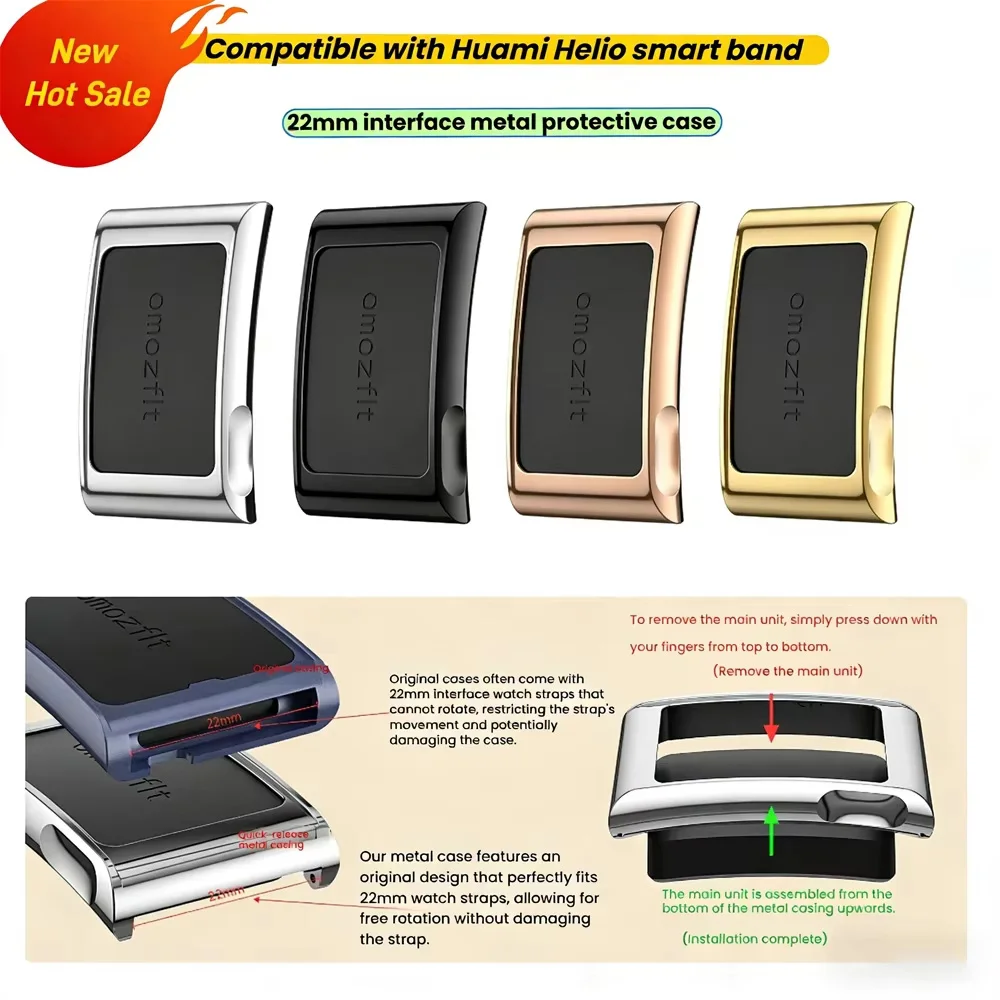 Para Huami Amazfit Helio, carcasa protectora de aleación de zinc de 22mm, cubierta protectora para Amazfit Helio, accesorios