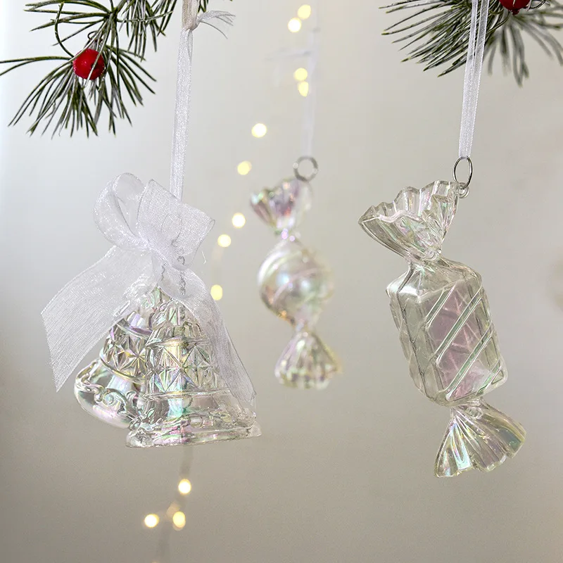 

Christmas Tree Decorations Transparent Bell Candy Hanging Ornaments Christmas Snowflake Elk DIY Home Noel Navidad Decor Pendants