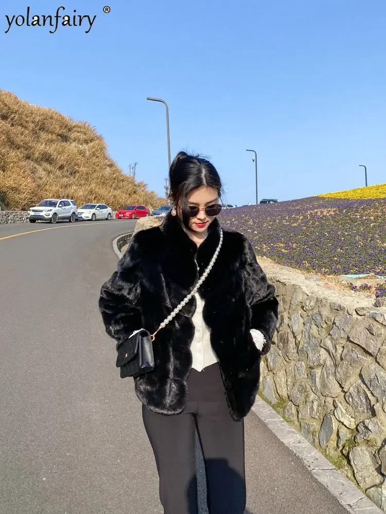 YOLANFAIRY Natural Fur Coat Woman Real Fur Mink Coat 2025 Luxury Women's Whole Mink Fur Jacket Women Short Winter Chaquetas