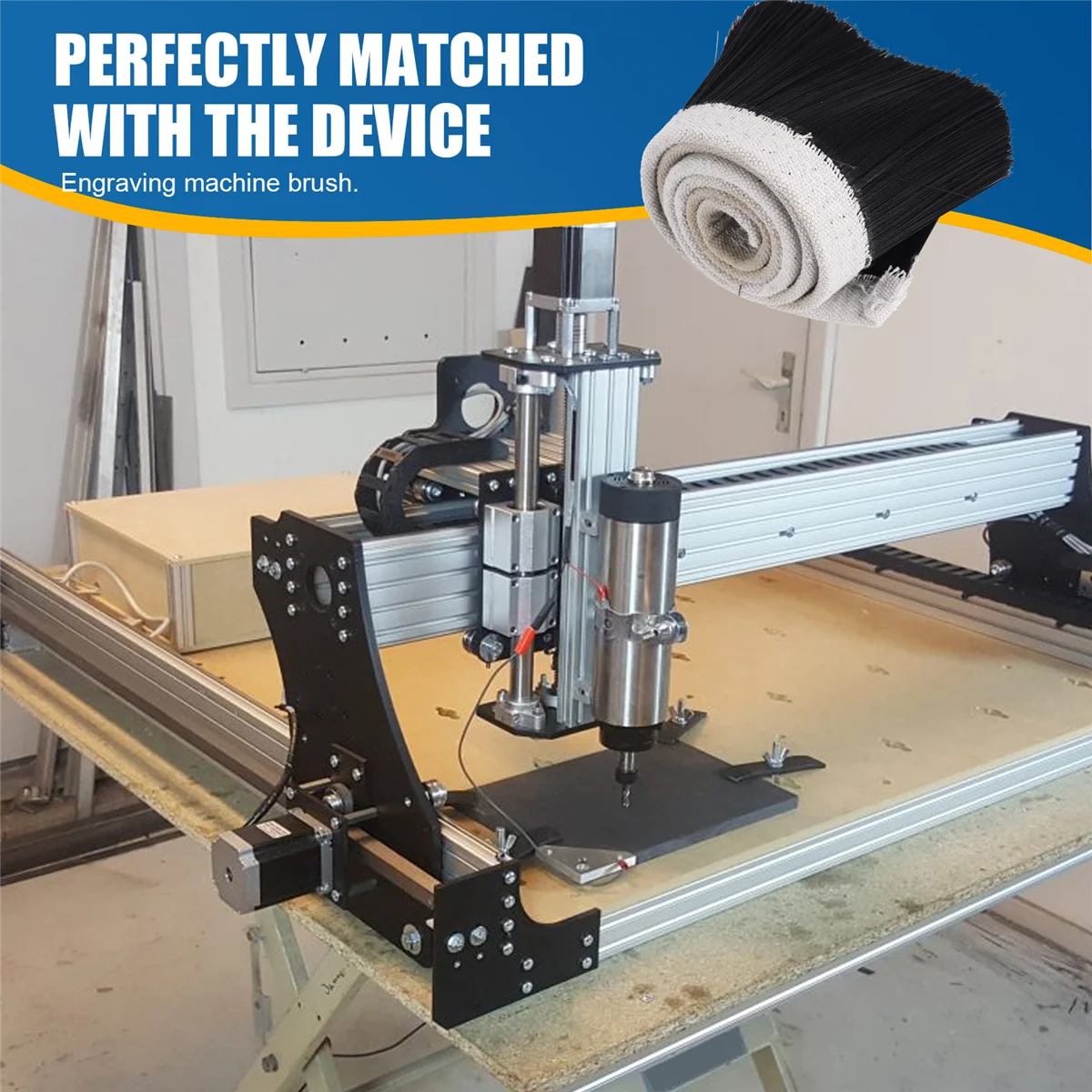 A11I Brush Vacuum Cleaner Dust Collector Engraving Machine Dust Cover for CNC Router Spindle Motor (100 mm)