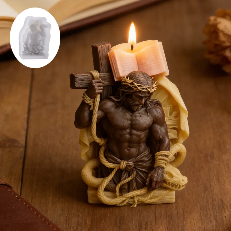 Jesus Cross Candle Mold, easy to demold, artistic scented candle, essential for religious settings and home decoration.