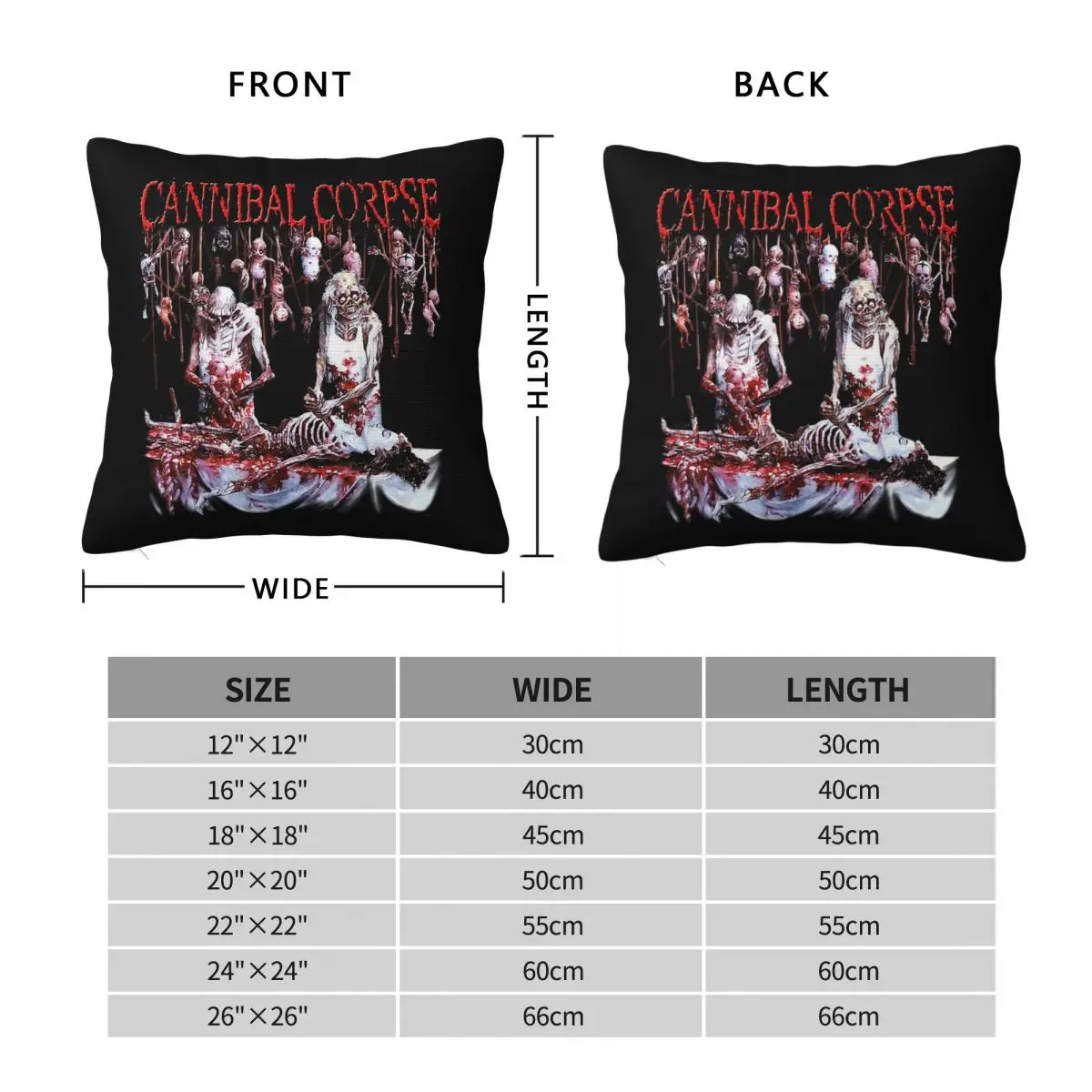 Cannibal Corpse Official Merchandise Butchered At Birth Square Pillowcase Pillow Cover Comfort Throw Pillow for Home Car