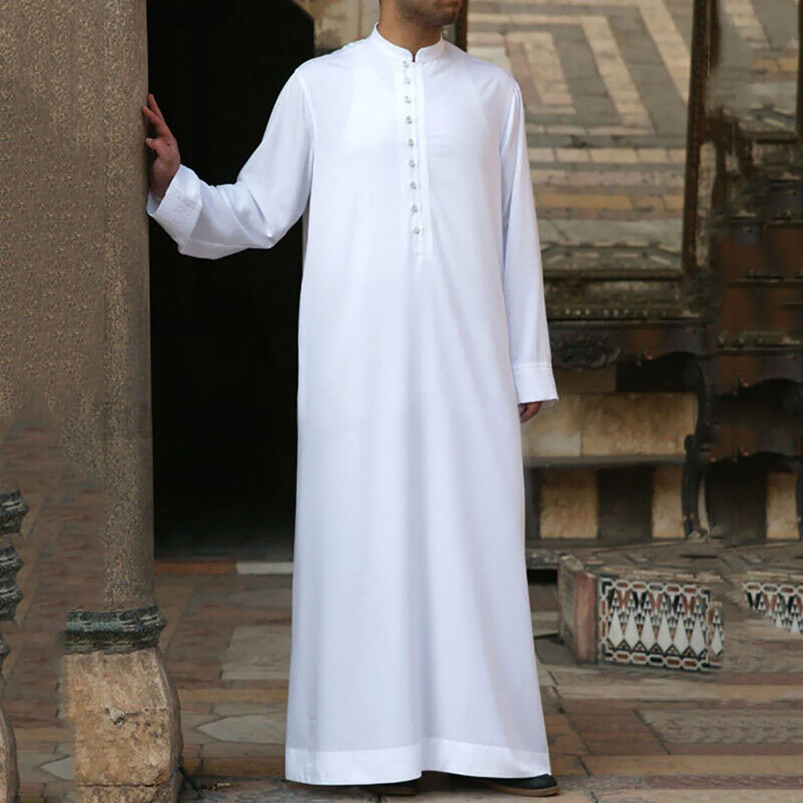 Vestido musulmán para hombre, caftán negro Thobe, Arabia Saudita, Abaya, Turquía, Dubái, bata de lujo, Pakistán, marroquí