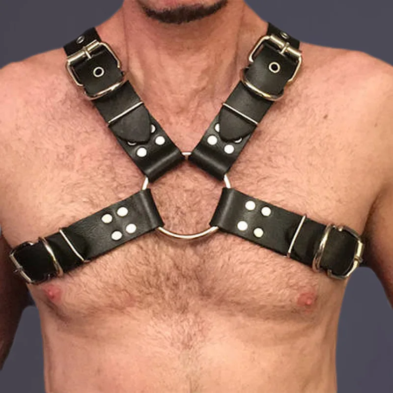 Gay Rave Harnas Man Lederen Bdsm Bondage Riem Riem Borst Bevestigingsset Sex Lingerie Cosplay Sexy Rave Accessorie Seksspeeltjes