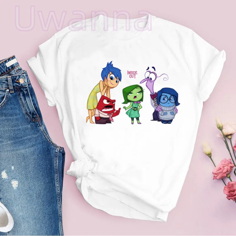 Camisetas de moda Inside Out 2 para mujer, camisetas gráficas de dibujos animados, ropa de calle de Anime de manga corta de verano, camisetas para mujer