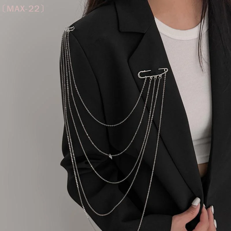 〔MAX-22〕Creative Multi Layer Bead Chain Brooch Clear Crystal Beads Multi Chain Functional Fashion Clothing Pin Jewelry