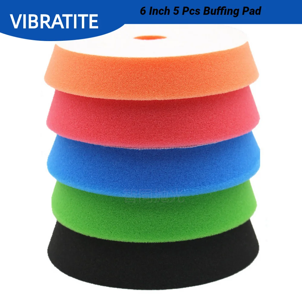 5Pcs 6inch Sponge Polishing Pad Kit Car Polisher Waxing Pads Set for Car Glass Boat Polish Buffer Removes Scratches Buffing Pad