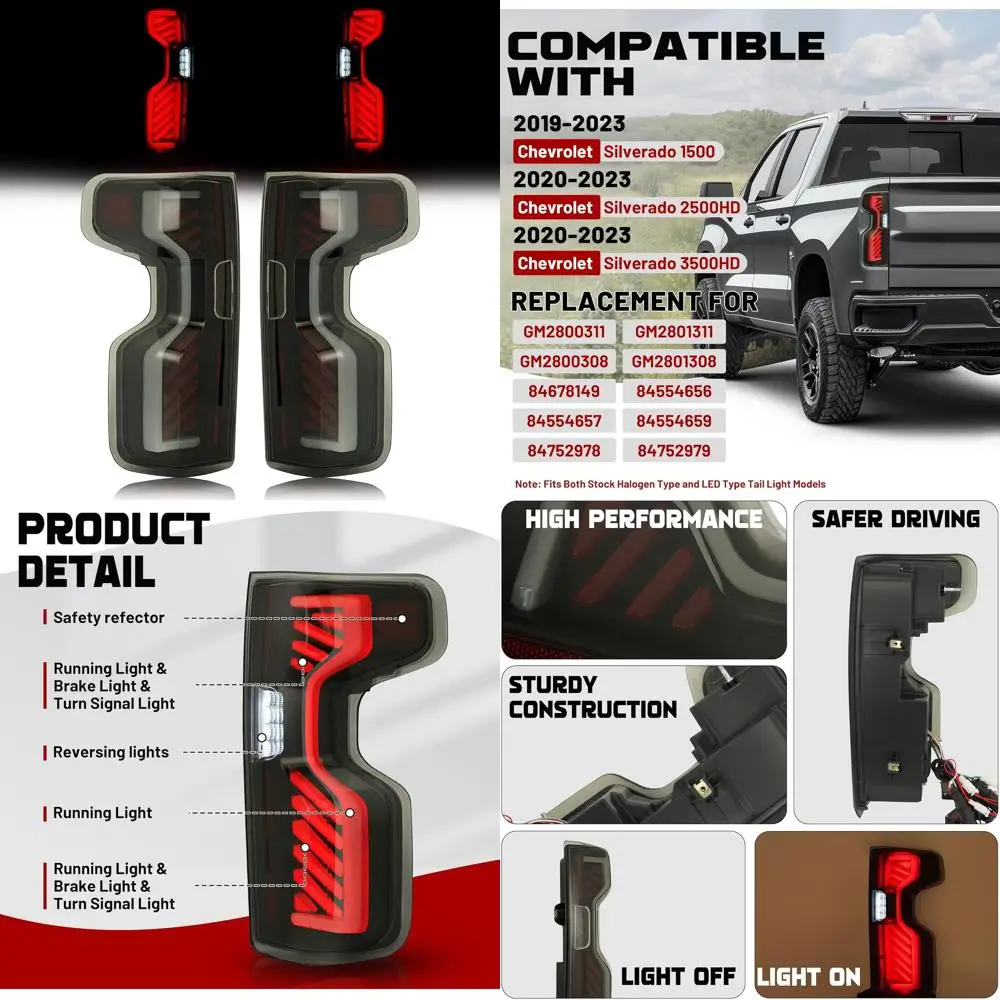 

Полностью светодиодный задний фонарь, совместимый с Chevy Chevrolet Silverado 1500 2500HD 3500HD 2019-2023 года, пара задних стоп-сигналов DRL, левый и правый S
