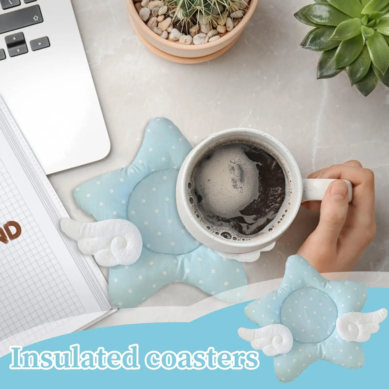 Coasters For Coffee Table Cute Star Wings Insulated Coaster Decoration Creative Tabletop Protection For Coffee Home Birthday