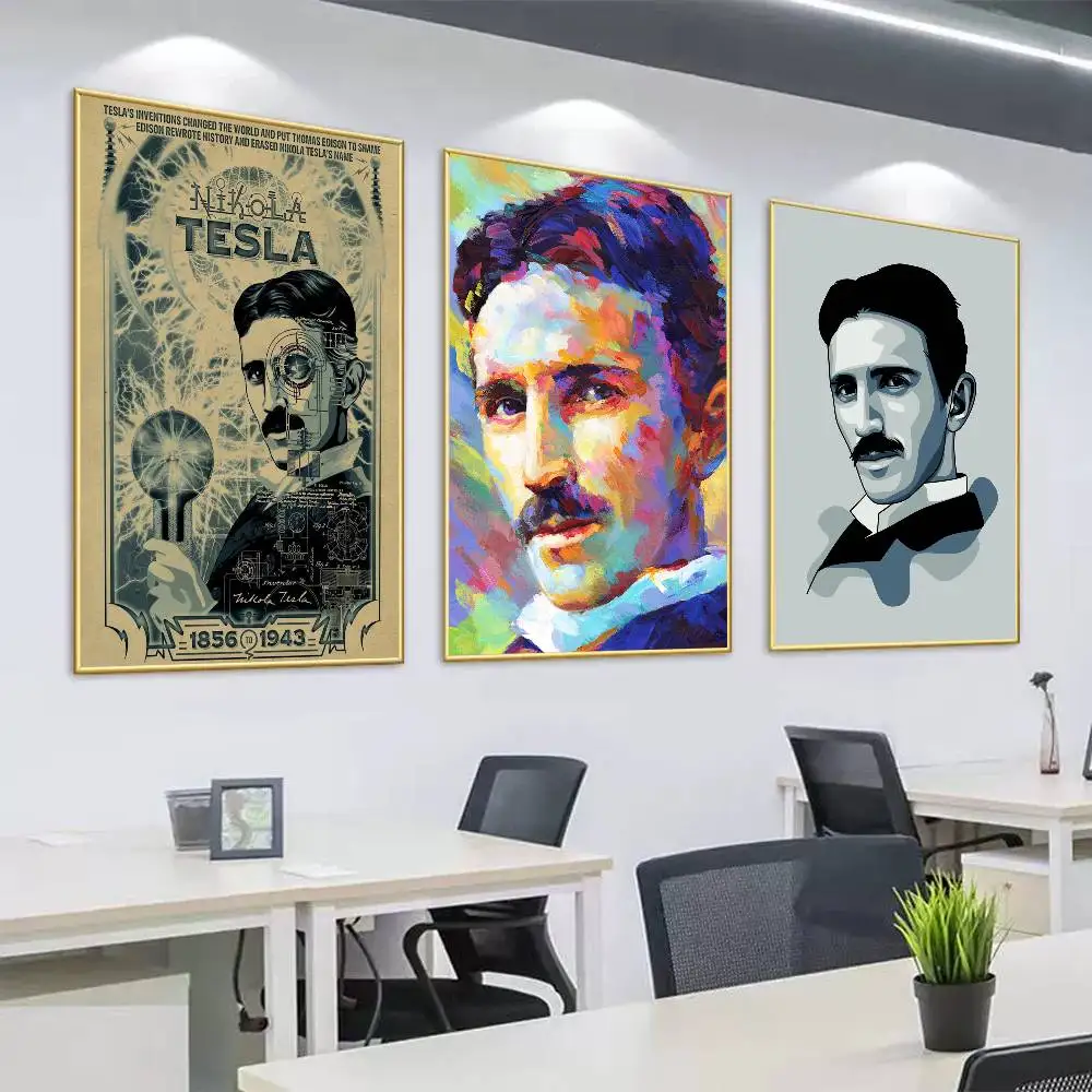 Image of Nikola T-Tesla Kunst-Posterdruck, Wandkunst-Leinwandgemälde für Wohnzimmer, Schlafzimmer, Heimdekoration