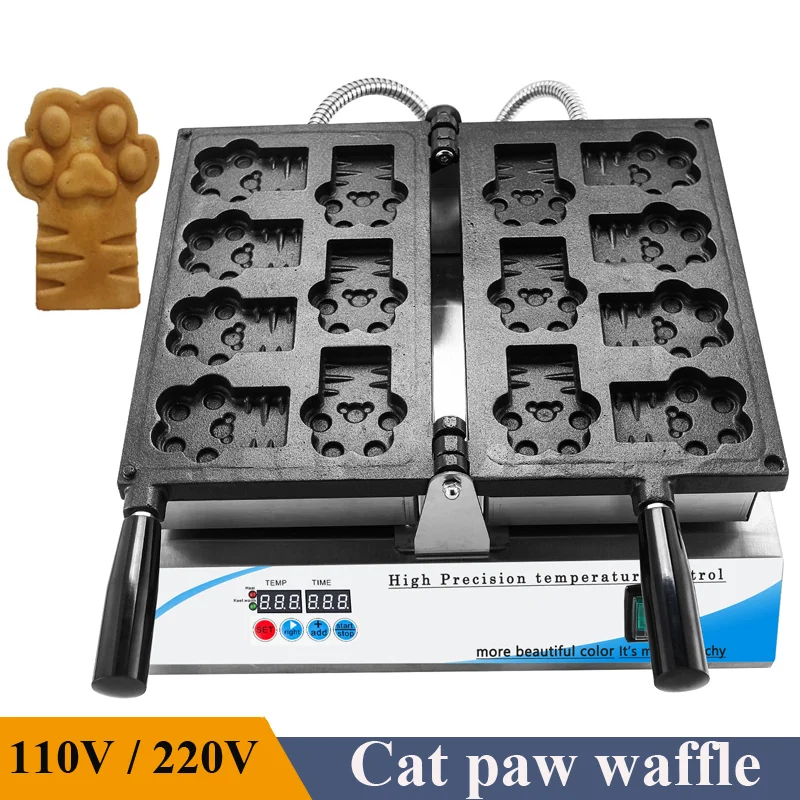 7 шт., вафельница с кошачьими когтями, 1800 Вт, милая форма, вафельница в виде лапы животных, 110 В, 220 В