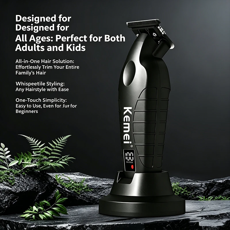 Kemei Clippers Professional Hair Trimmer Upgrade of KM-2299 Rechargeable Haircut Machine LCD Display Trimmer For Man KM-PG2499