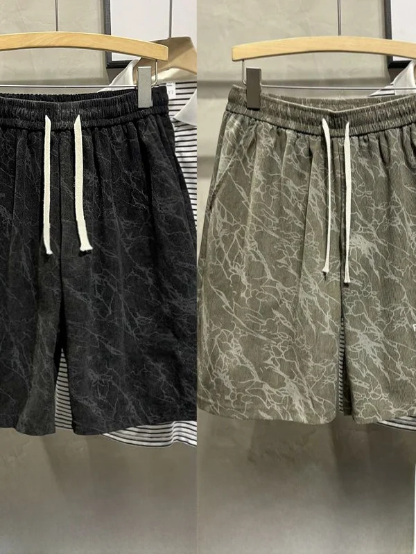 شورت رجالي أمريكي بتصميم ريترو مصبوغ، جديد للصيف، فضفاض بقصة مستقيمة، بنطلون كاجوال عصري بمقاسات كبيرة، بنطلون خماسي الطول