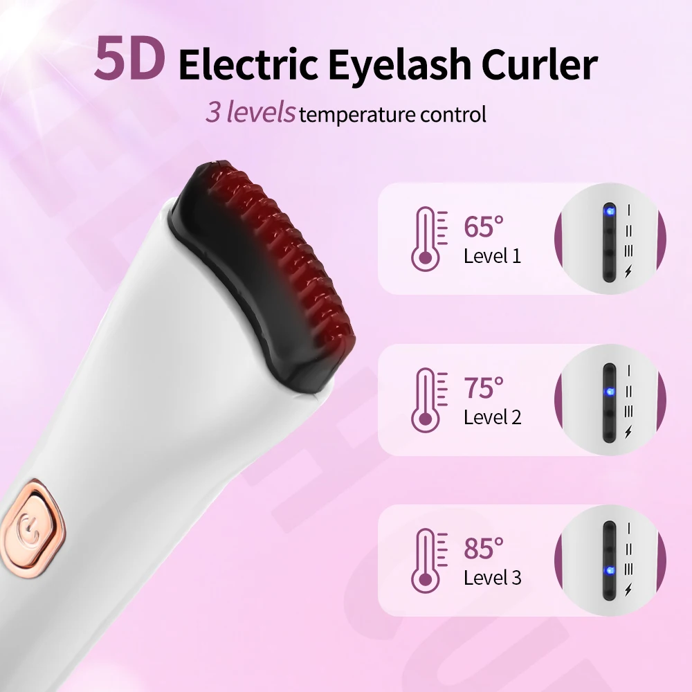 Electric Eyelash Curler 5D Heat Curling 3 Modes Electric Eye Lashes Heated Eyelashes Curls Comb Long Lasting Makeup Tools