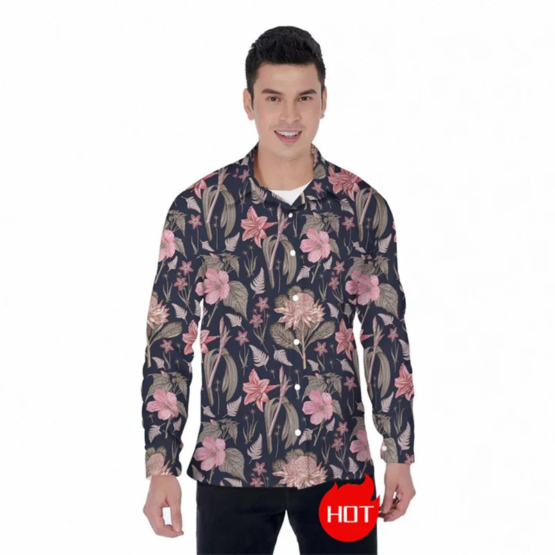 Amaryllis 3D Printed Long Sleeve Shirts For Men Clothes Hippeastrum Flower Button Clothing Spring And Autumn Unisex Lapel Blouse