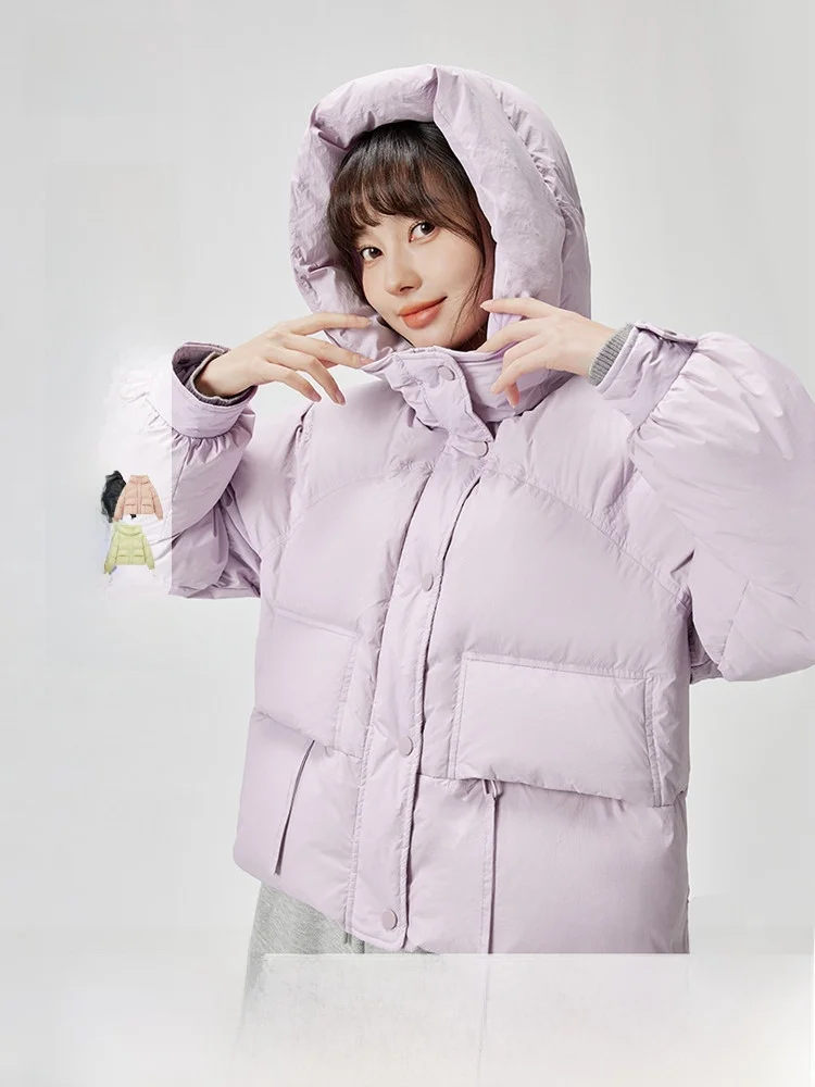 

Snowy Flight Autumn Winter New Women's Short Hooded High Quality Cute Jacket Fashionable Polyester Fiber Duck down Coat Zipper