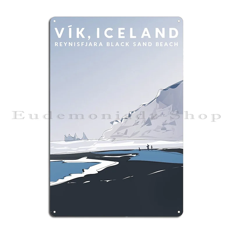 Vik Reynisfjara Black Sand Beach Iceland Travel Poster Metal Sign Rusty Character Living Room Garage Home Tin Sign Poster