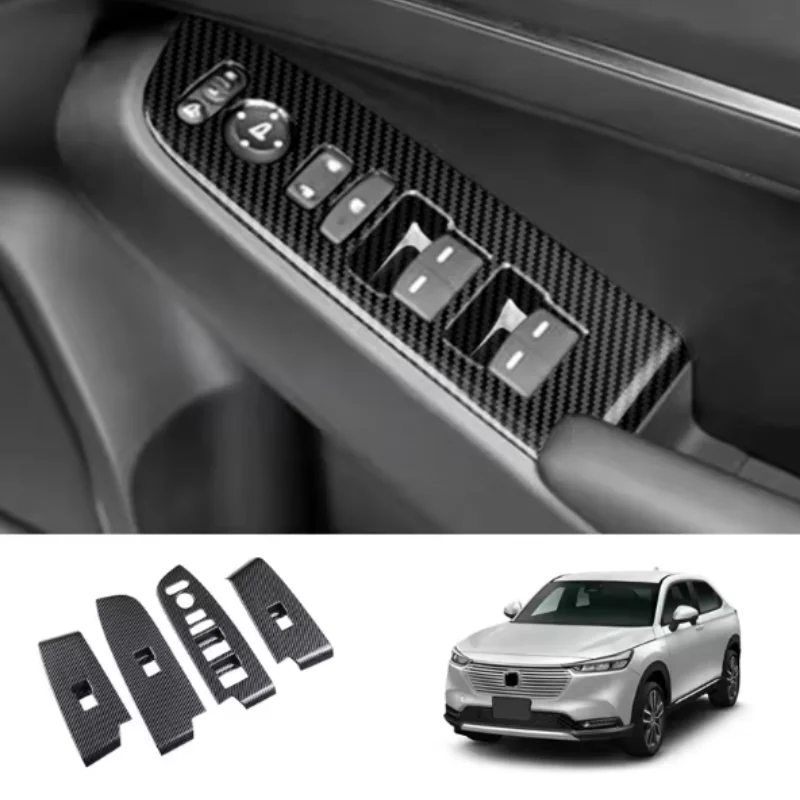 

Carbon Fiber Window Glass Lift Button Trim Switch Cover Door Armrest Panel Sticker for Honda HRV HR-V Vezel 2022-2023