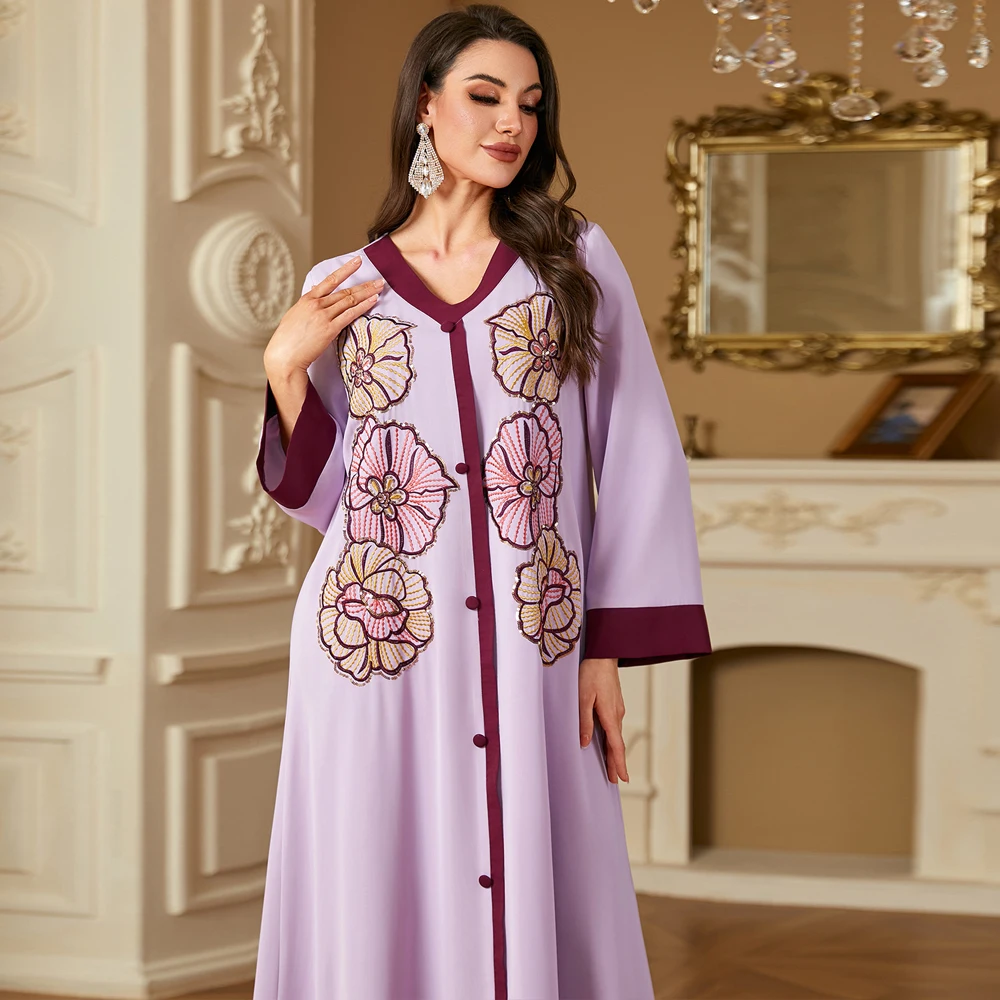 

Eid Kebaya Embroidery Jalabiya Morocco Kaftan Women Muslim Dress Ramadan Islam Clothing Turkey Caftan Marocain Femme Robe Abayas