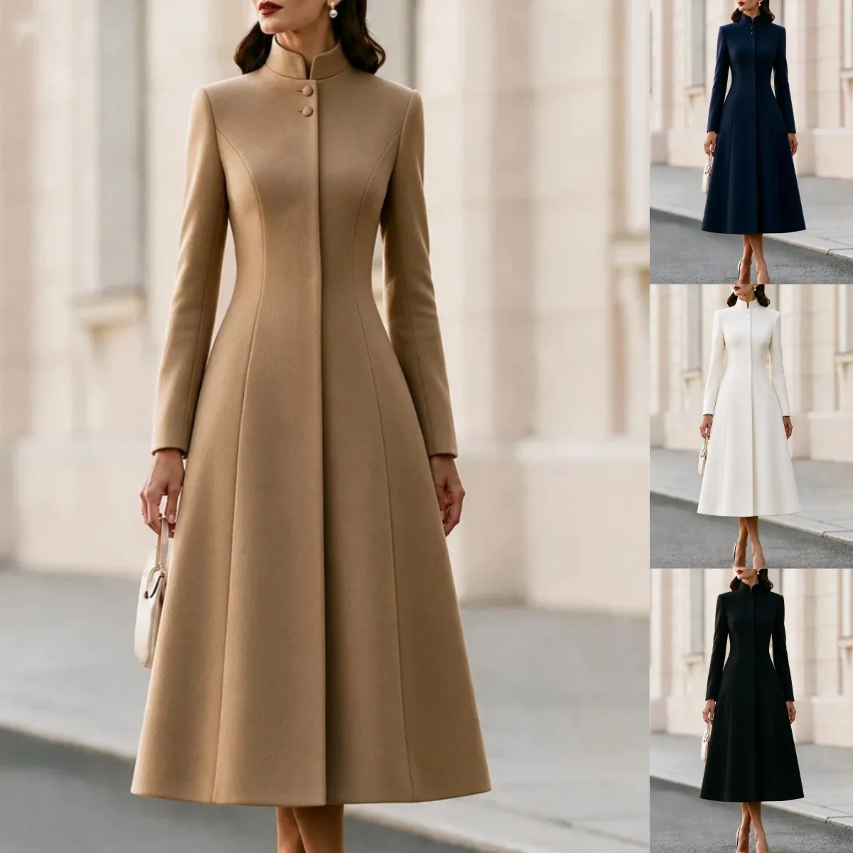 Elegant OL Dresses Women Long Sleeve Suit Party Sundress 2025 Autumn Buttons Waisted Casual Solid Office Lady Vestidos